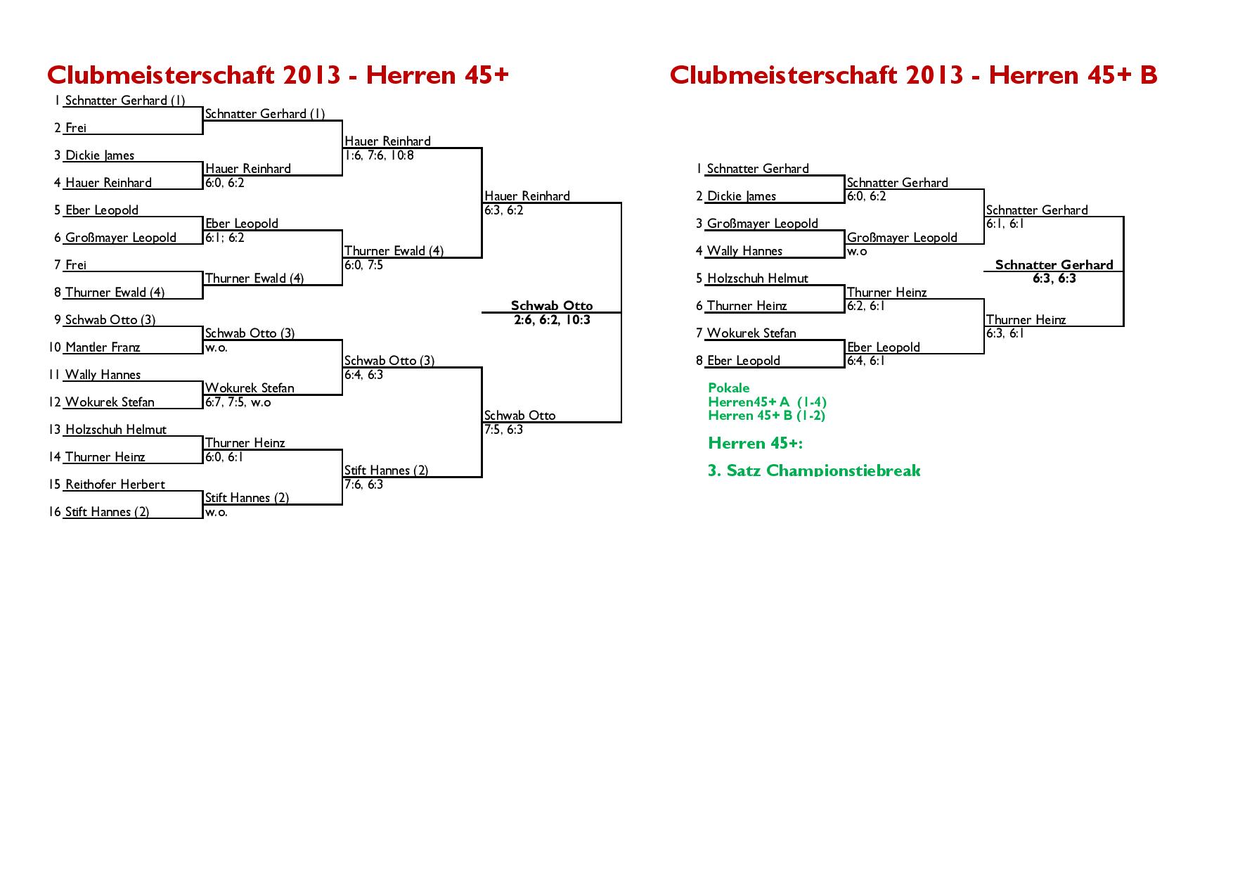 Clubmeisterschaft 2013 Herren Einzel 45+