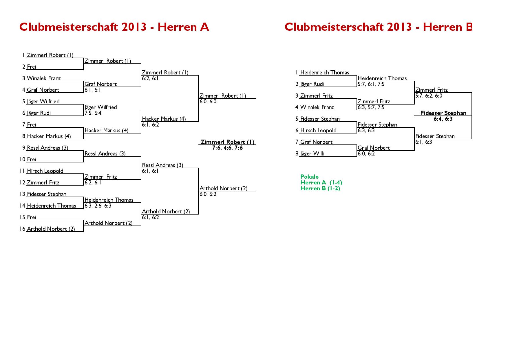 Clubmeisterschaft 2013 Herren Einzel A/B